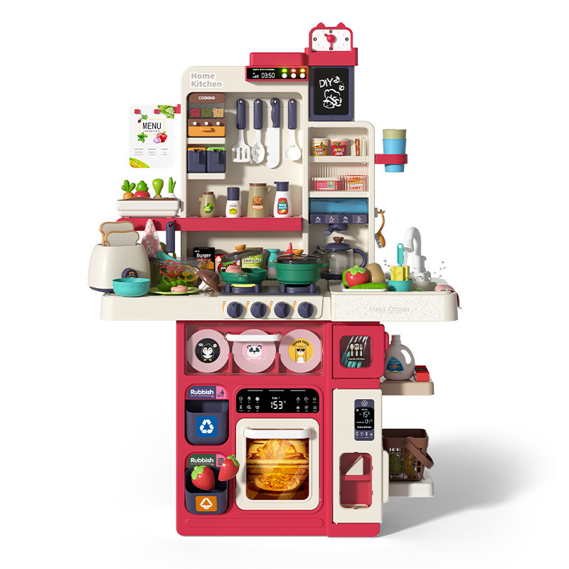 El comercio exterior de los niños de simulación spray cocina vajilla juego de mesa casa pan dispensador de agua cocina juego de juguetes de cocina de agua