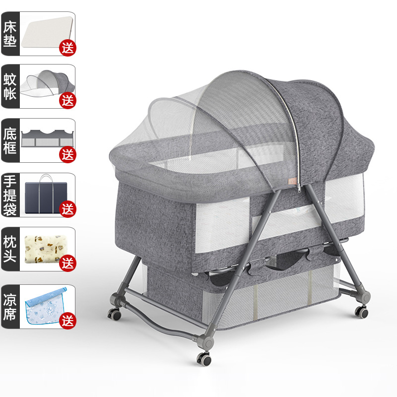 Cuna portátil plegable Cuna Cama con rodillo móvil cama de bebé BB dormir recién nacido cama de empalme