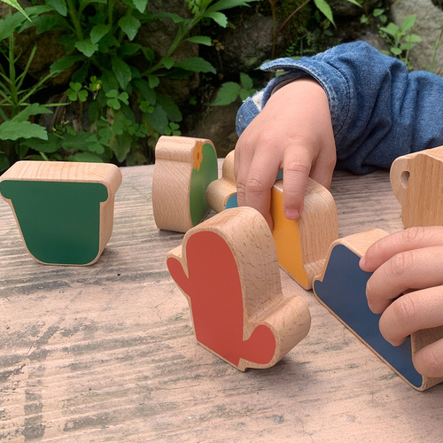 Young children's science and education puzzle building potted building blocks Jenga baby color recognition matching interesting wooden toys