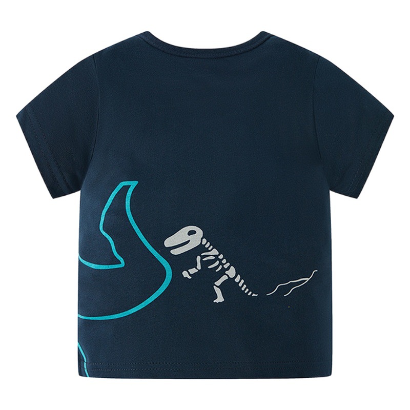 Estilo coreano sea Top Camiseta de manga corta para niños de dibujos animados de dinosaurio de algodón para niños de verano top de moda de una pieza de entrega