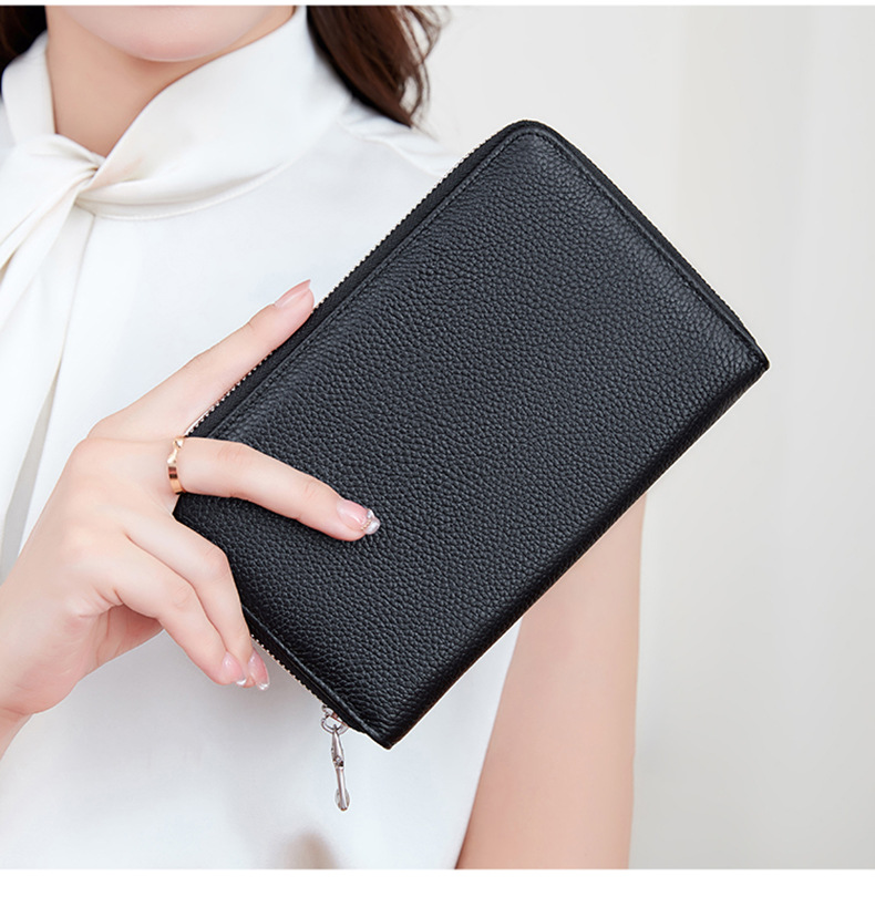 Gepäck & Taschen Oberschicht Rindsleder RFID Reisepasstasche Reißverschluss lange Passbuchtasche multifunktionale Dokumententasche große Kapazität echtes Leder Clutch_voghion.com