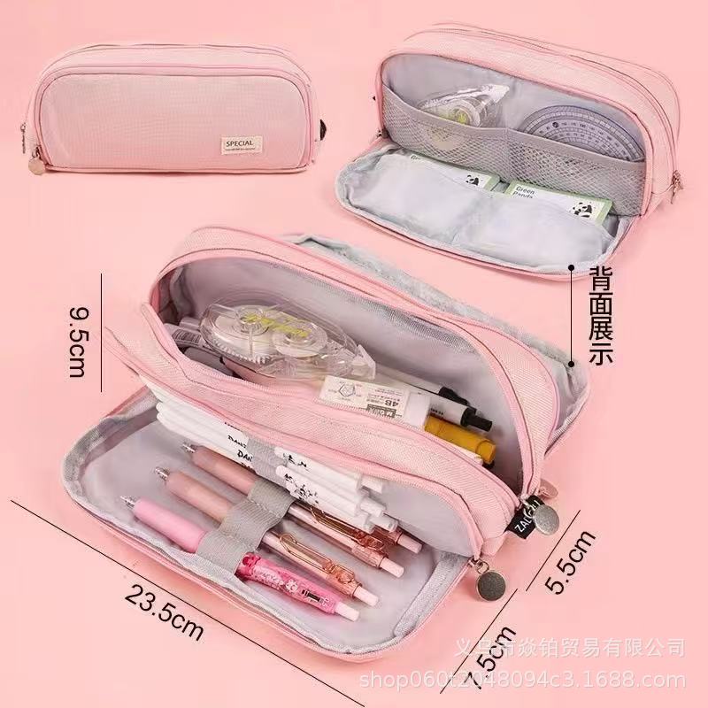 Estuche para lápices japonés de gran capacidad de alto valor Bolso de papelería de lona simple coreano para estudiantes de secundaria para niños y niñas Estuche para lápices lindo