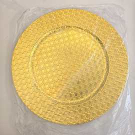 外贸装饰婚礼酒店派对金色电镀工艺盘装饰塑料盘charger plate