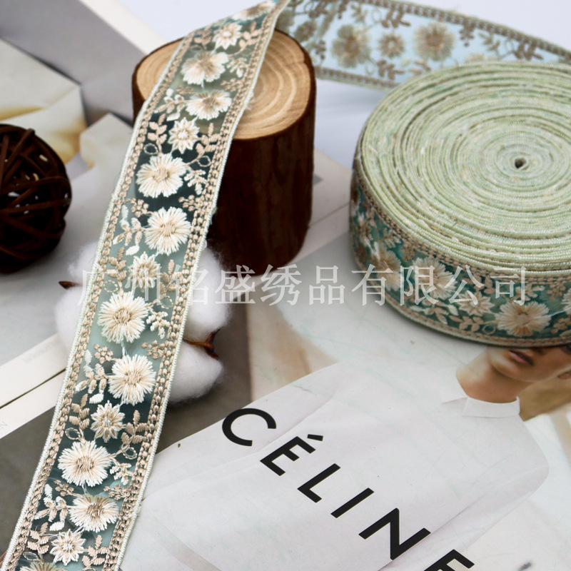 3.5cm新品欧根紗刺繍レース服アクセサリー漢服頭飾りベルトアクセサリーレース花リボン