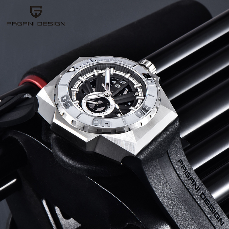 paganidesign reloj de hombre Bergani gran dial reloj mecánico automático caja de acero PD-YS007