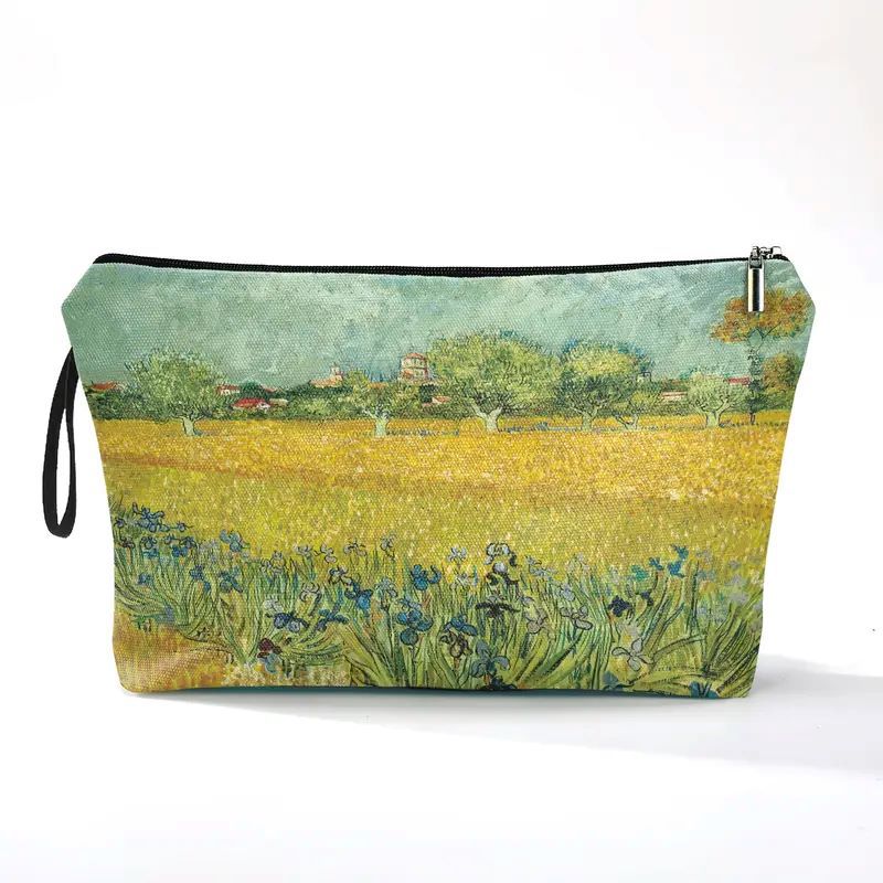 Arte estilo Van Gogh lienzo bolsa de maquillaje portátil bolsa de maquillaje / monedas almacena LOGO imprimible