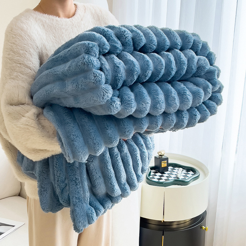 Conejo de peluche mantas de sofá mantas de aire acondicionado siesta cubierta estofada de verano mantas de peluche de brida mantas de peluche