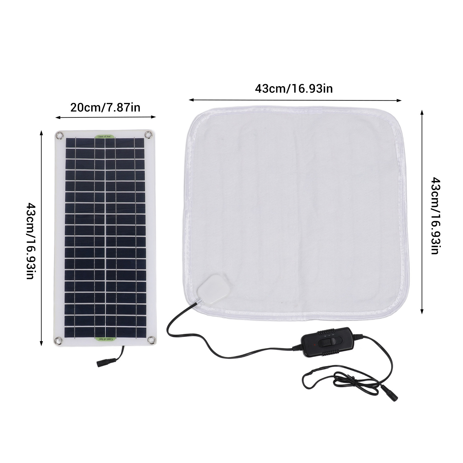 单多晶硅太阳能板电热毯12V50W宠物加热垫汽车化冰器取暖器私模款