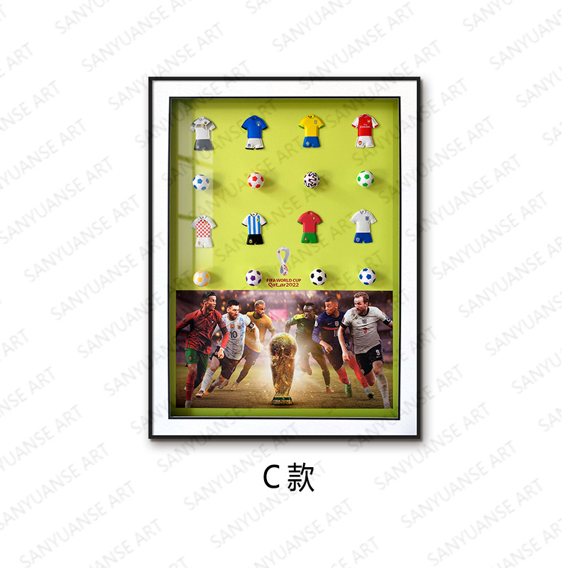 Copa del mundo de fútbol decoración de pinturas recuerdos regalos de los fanáticos dormitorio de los niños mural junto a la cama pintura física tridimensional