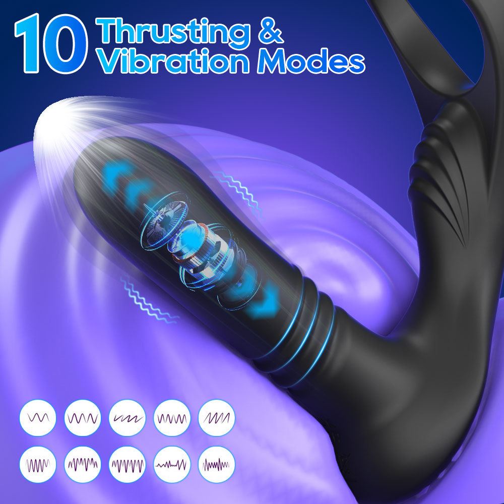 Double Ring Prostate Massager With Remote Control Silicone Vibrator_voghion.com