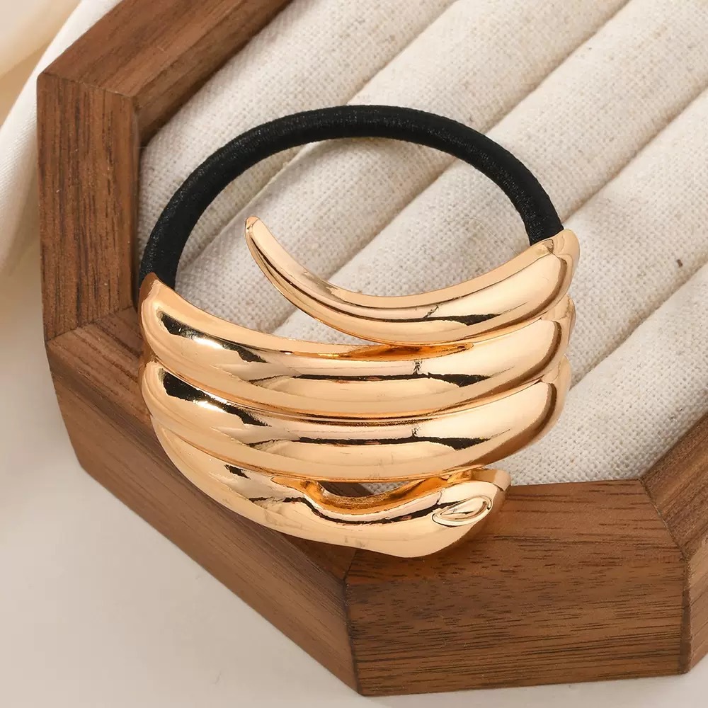 Europa y los Estados Unidos de moda transfronteriza nuevo anillo de cabello personalidad nicho aleación brillante cuerda de cabello simple color de retención de la cabeza de desgaste adornos de cabello