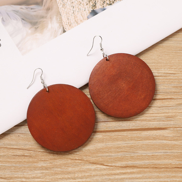Demi-season retro wooden earrings