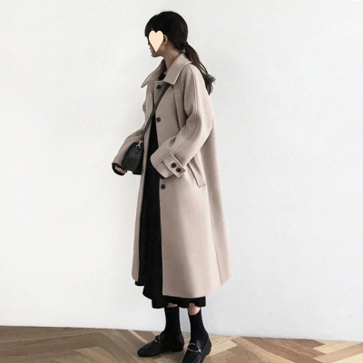 Woolen Coat for Women, Mid-Length, 2025 New Autumn and Winter Trendy Over-The-Knee Petite Woolen Coat, Hepburn Style, Thickened