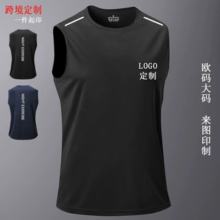 夏季男士背心坎肩无袖T恤宽松运动跨境欧码字母薄款速干健身t恤