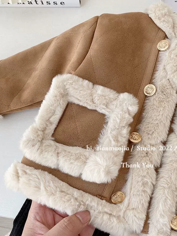 Velvet детский короткий тёплый пуховик, стиль Chanel, стиль корейский