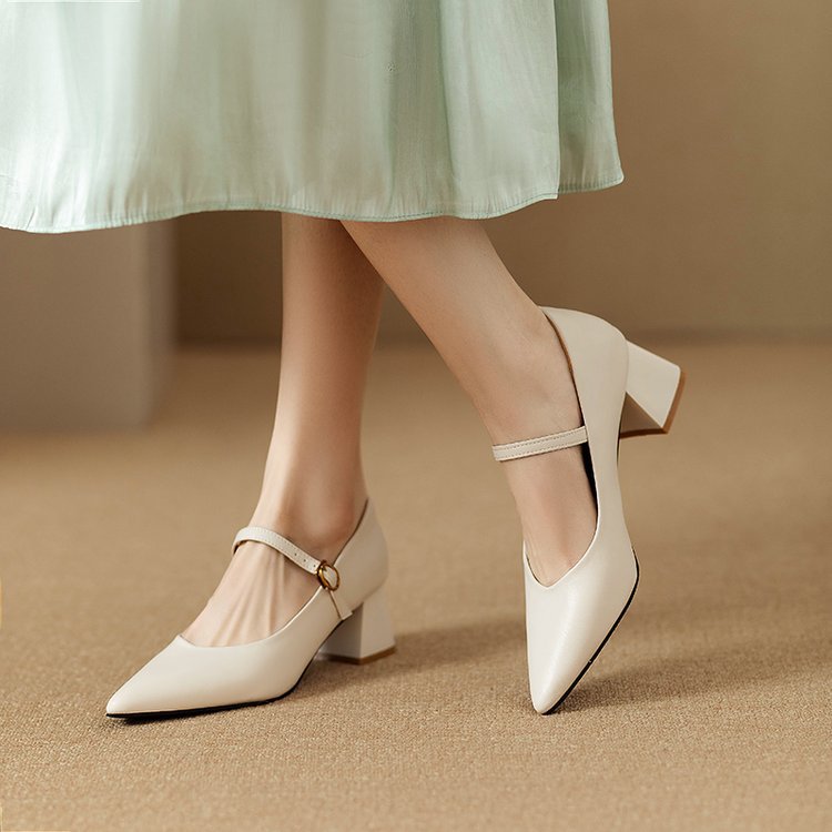 French-Style Square-Root High Heels for Women, 2025 Autumn New Gentle Temperament Shallow Mouth Women's Shoes, Fashionable Versatile Nude Single Shoes
