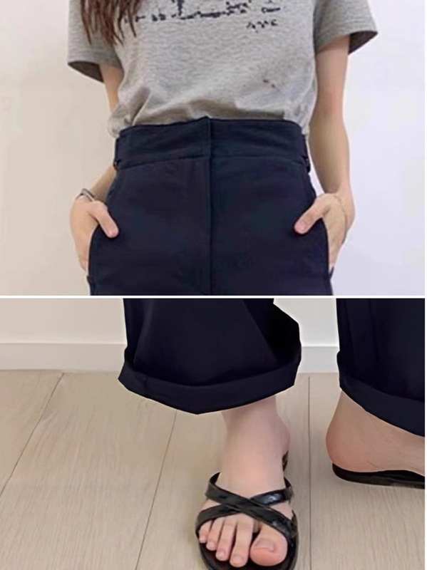 韩版别致绝美藏蓝色西装裤女2025新款小众高级气质百搭高腰直筒裤|undefined