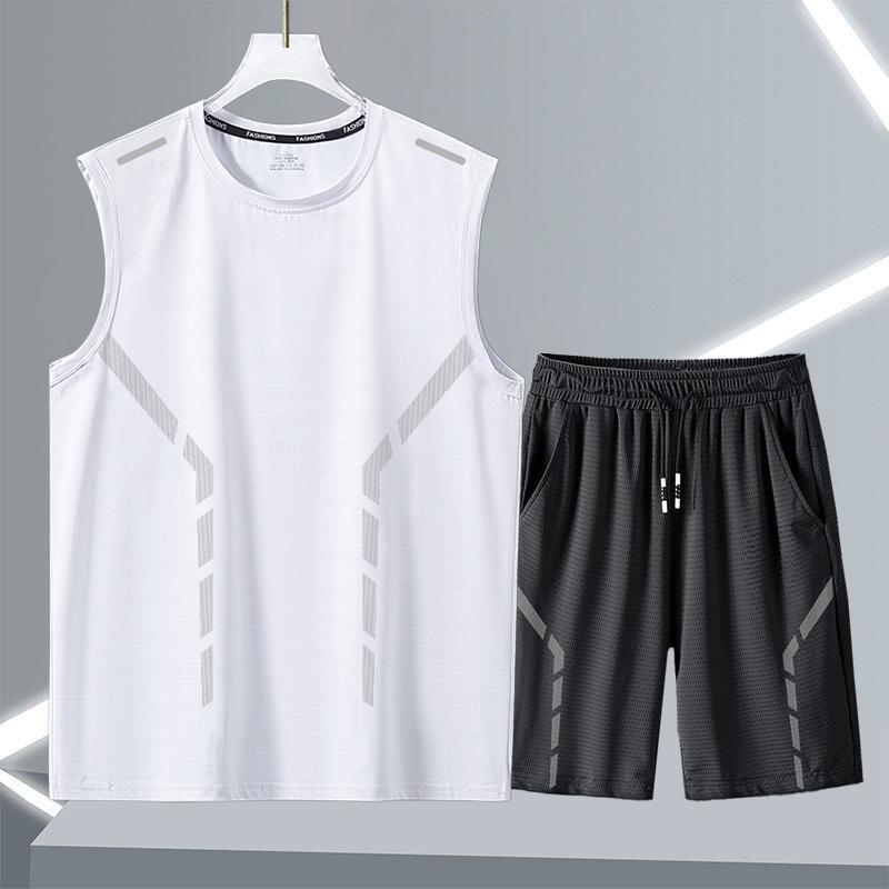 【精选】背心运动套装男速干健身男士2025新款夏季冰丝背心短裤