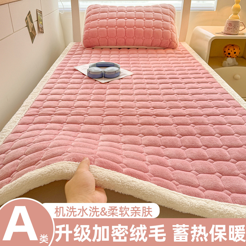 A級学生寮用ミルクベルベットマットレス、冬用厚手フリースパッド、入学時寮用シングルベッドマットレス