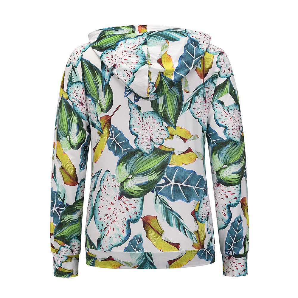 New Autumn And Winter Women Floral Print Hoodie Sweatshirt