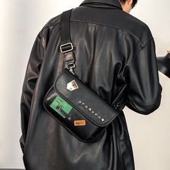 2025新款潮牌时尚胸前包个性徽章单肩包柳钉小挎包后背情侣手机包