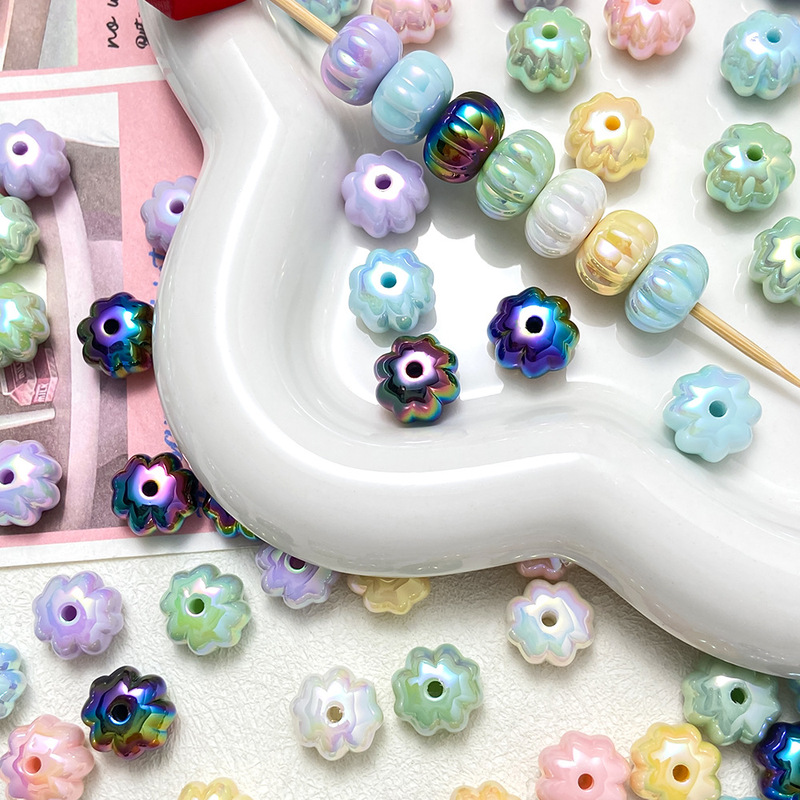 キャンディークリーム色かわいいアクリルカラフルなカボチャビーズストレートビーズdiy携帯電話チェーンアクセサリー|undefined