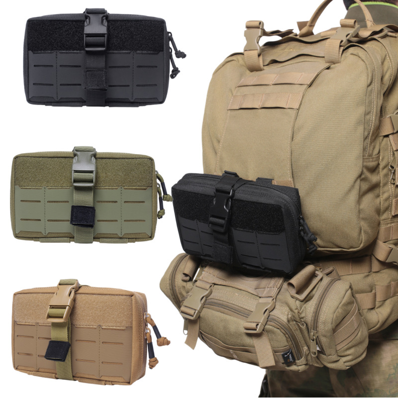 Outdoor Military Tactical MOLLE Laser-Cut Multifunctional EDC Storage Bag, Hiking Tool Bag, Medical Accessory Bag