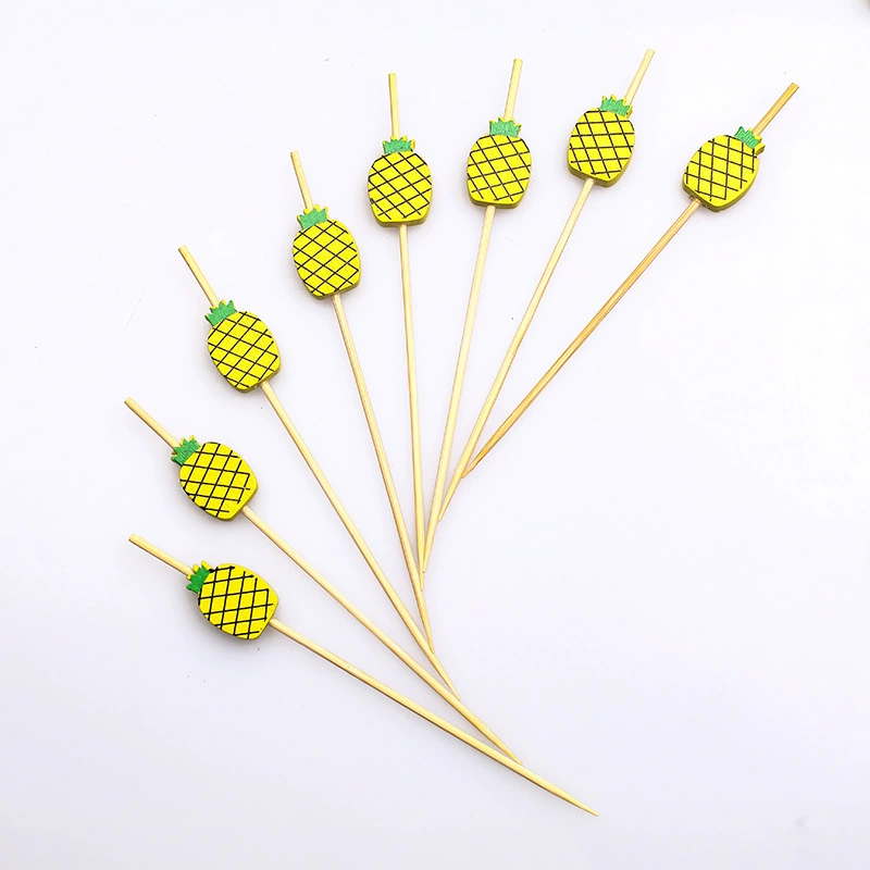 100 шт./Лот одноразовые Фруктовые палочки фруктовые вилки художественные Цветочные Палочки коктейль креативные ананас бамбуковые палочки KTV Фруктовые палочки