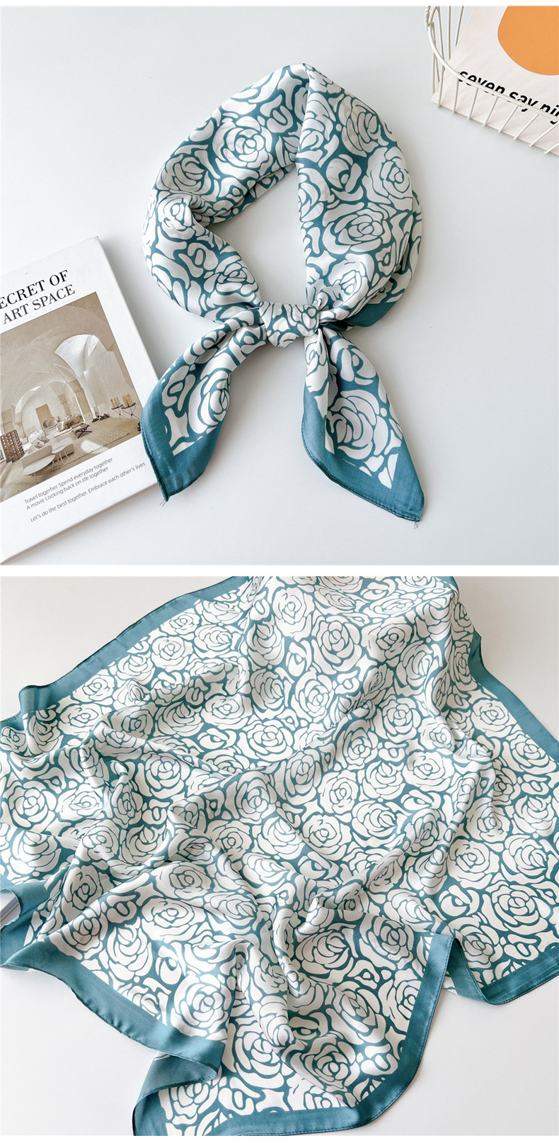 40g Weight Silk Scarf Classification Outdoor, Travel Occasion Polyester Material Printing Pattern Spring&Summer Season Women's Gender Printing Design Elegant Style Women's Elegant Printing Polyester Printing Silk Scarf 10