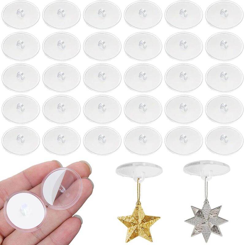 100 Pieces of Ceiling Hooks 2cm Self-Adhesive, Transparent Wall Hooks Self-Adhesive Hooks Suitable for Walls