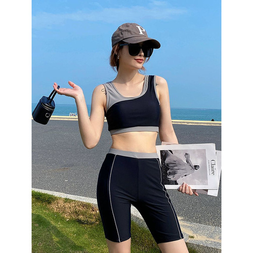 Women's Plus Size Summer Separate Conservative Cover-up Loose Three-Piece Swim Suit for Plus Size Women 200 Pounds Hot Spring Swimwear