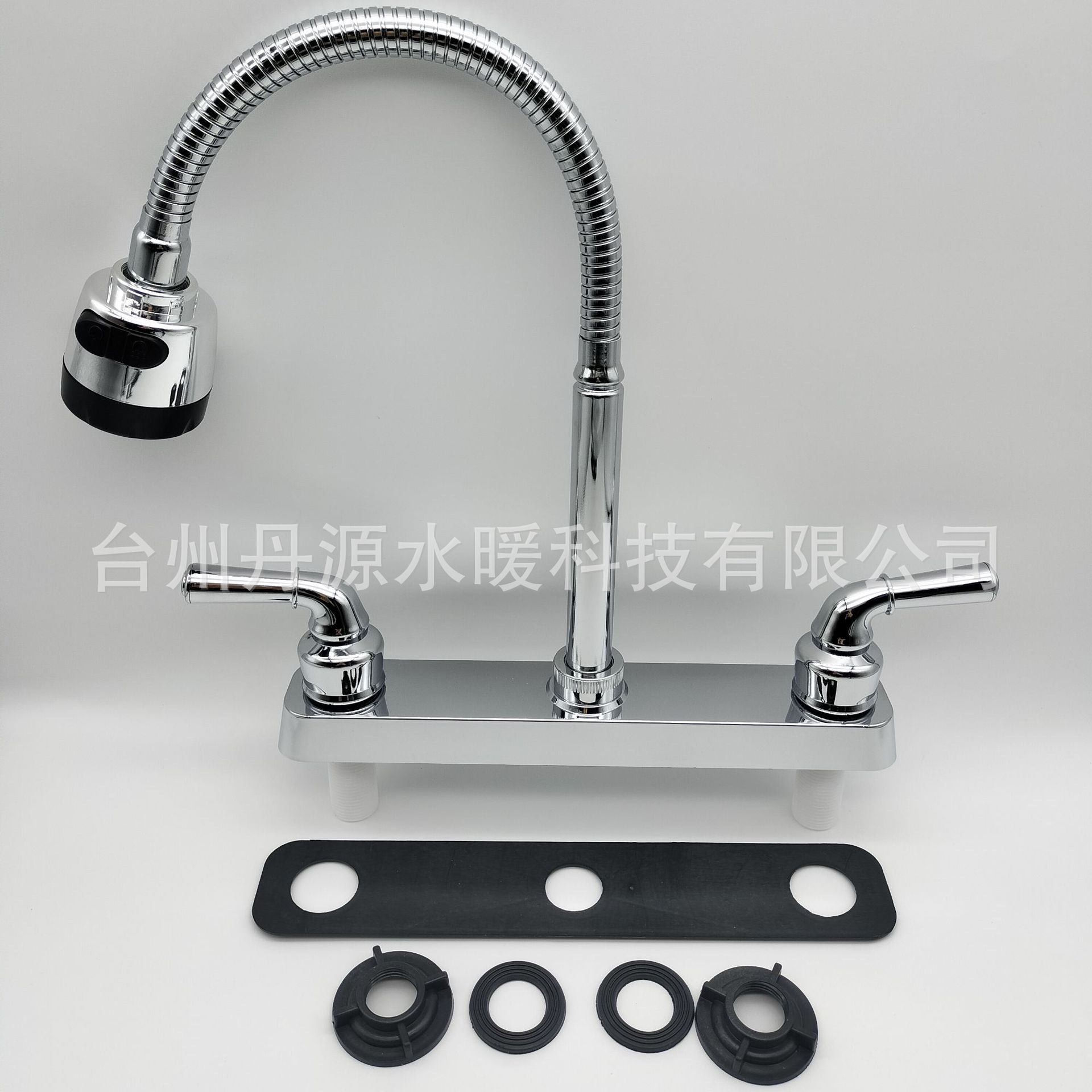 Inventario transfronterizo Sudamérica grifo de agua caliente y fría doble placa de cerámica de plástico de doble mango grifo de cocina a prueba de salpicaduras image 6