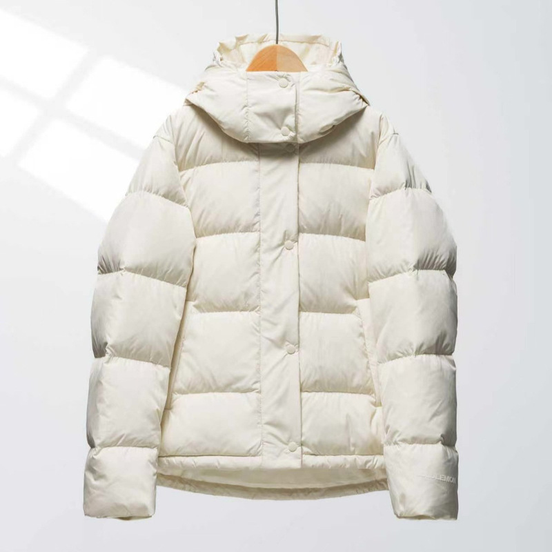 Lulu Wunder Pull Five-Pocket Puffer Jacket with Hood, High Version, Women's Solid Color Coat