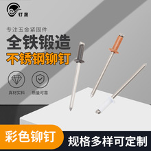非标彩色不锈钢抽芯铆钉铝铁拉铆钉 定 做圆头开口型烤漆彩色铆钉