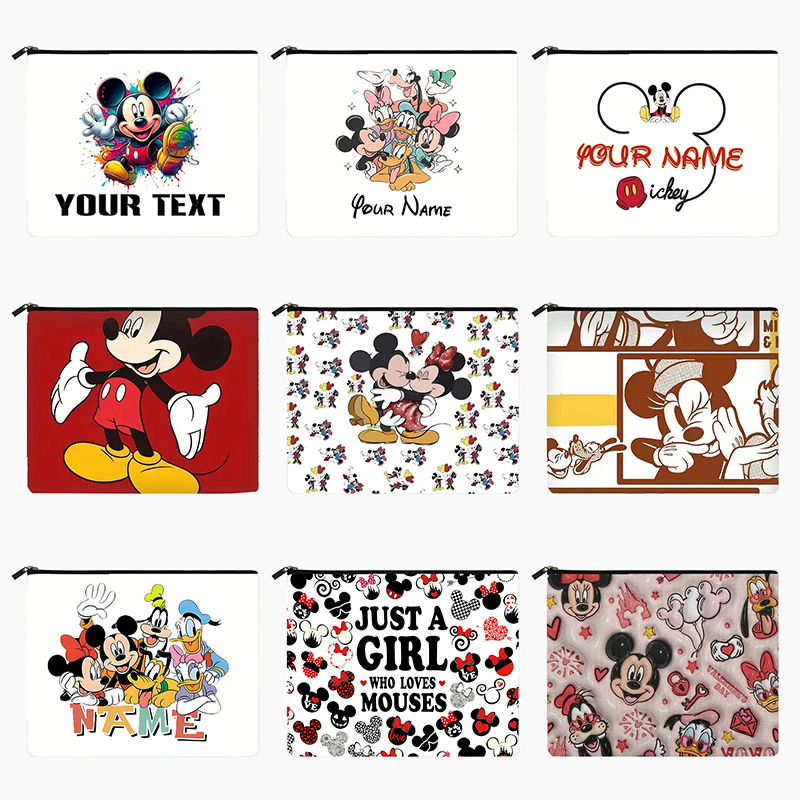 Bolsa de cosméticos transfronteriza de Amazon Impresión de doble cara Mickey Mouse Bolsa con cremallera de gran capacidad Bolsa de lavado al por mayor