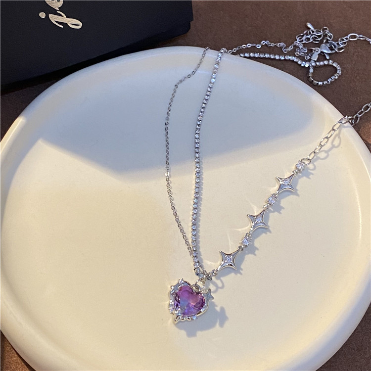 Fashion Heart Shape Titanium Steel Patchwork Pendant Necklace 1 Piece