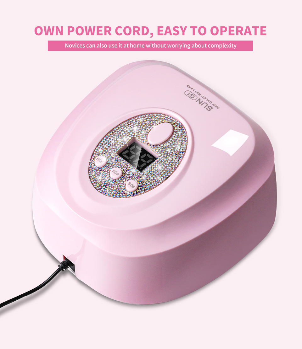 USB-LED-Nageltrockner mit Strass-Verzierung, schnelltrocknend