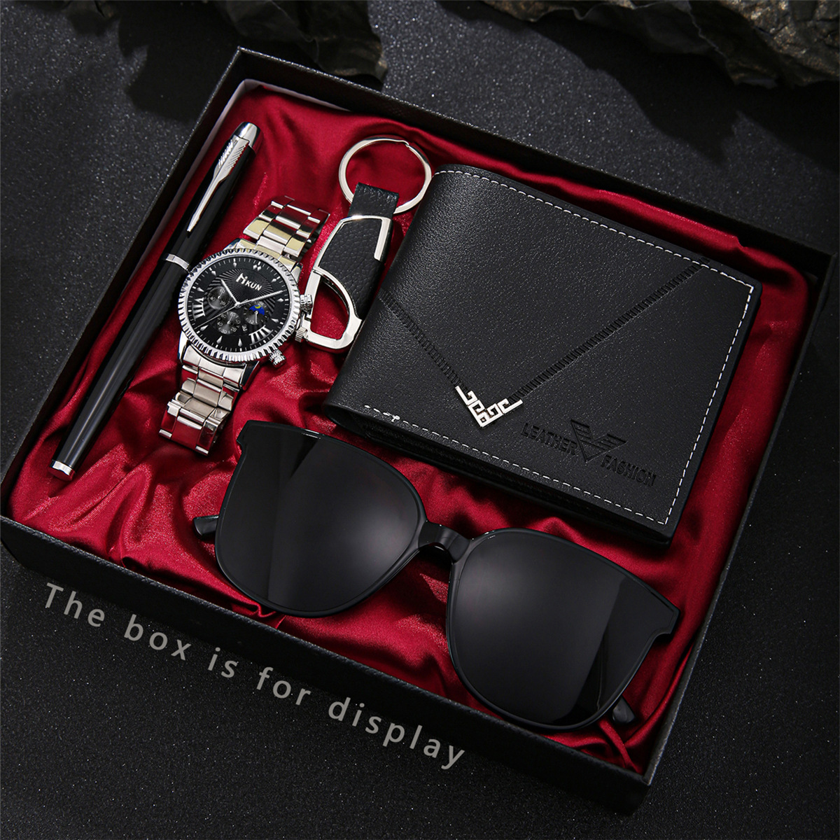 2025 Cross-Border Business Simple and Elegant Pointer Gear Dial Korean Style Buckle Pen Watch 5-Piece Gift Box Set