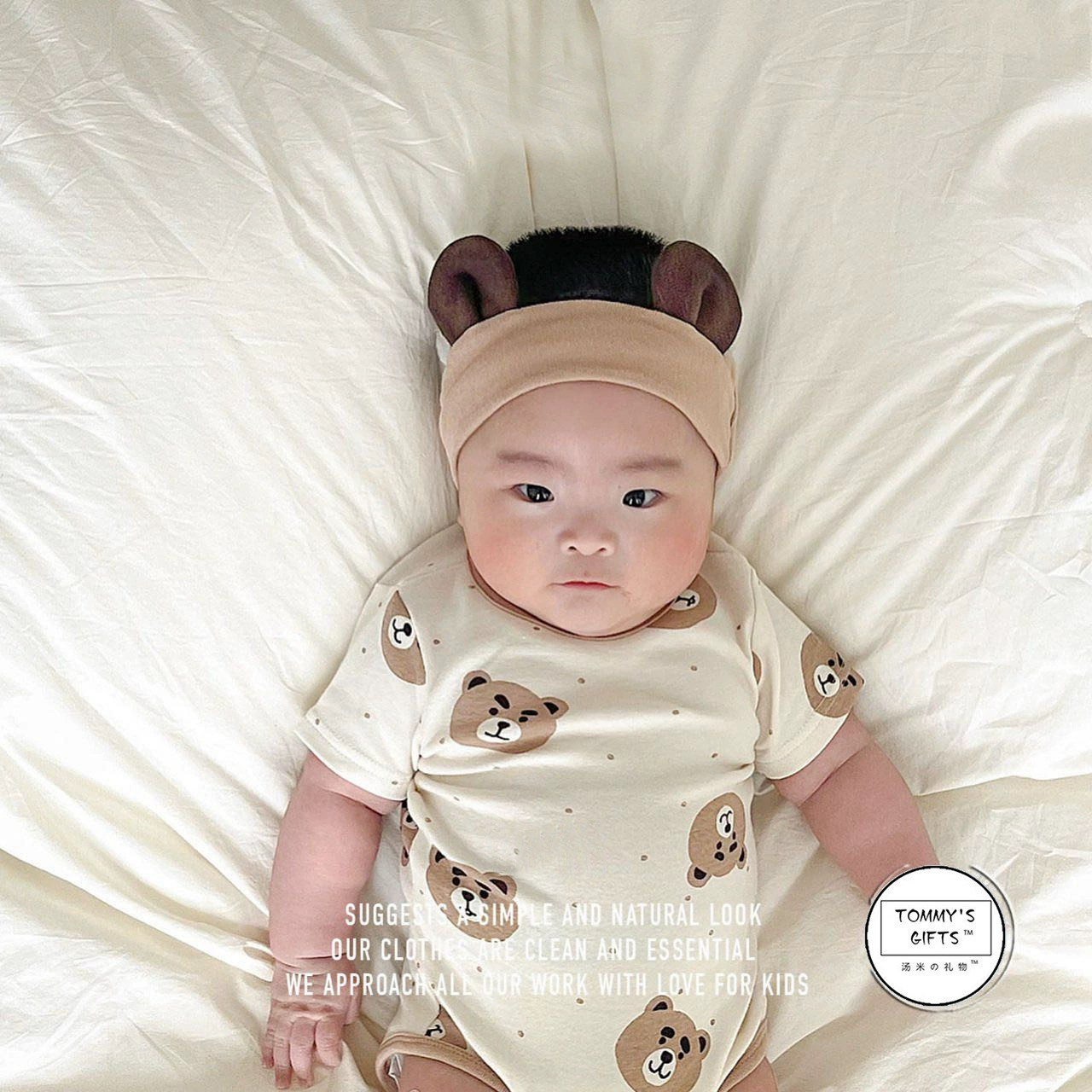 Летний комбинезон для младенцев 2025 года, новый стиль, в стиле INS, с принтом медведя, комплект для ползания