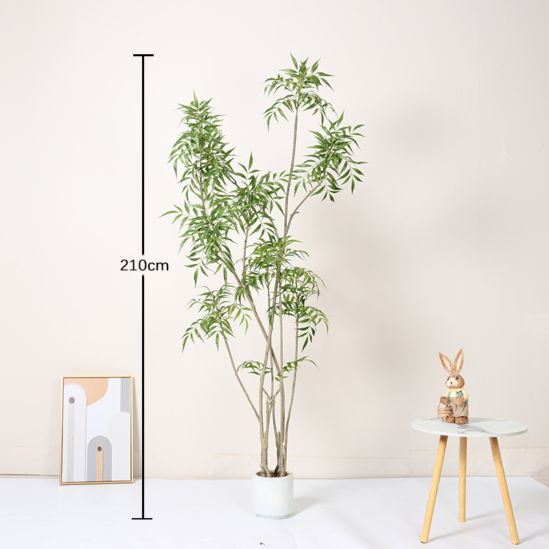 Diez méritos de simulación, plantas falsas, decoración de interiores y salas de estar, plantas en macetas de piso a techo, plantas verdes falsas, ventanas, hojas de bambú, bambú Nantian