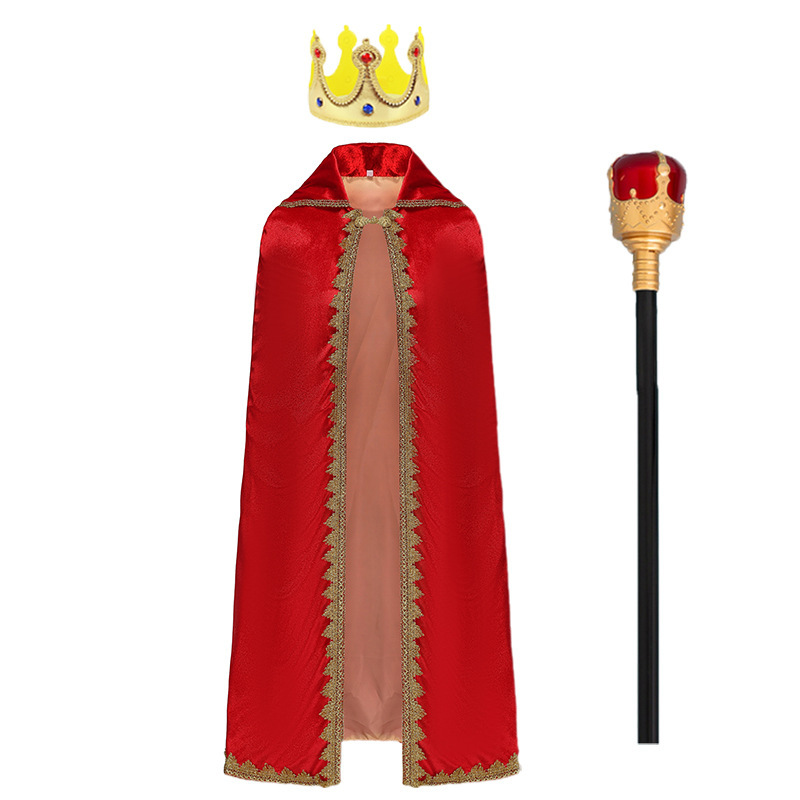 Halloween Christmas Prince Performance Costume cosplay Child Red Double King Cloak Stage Performance Costume