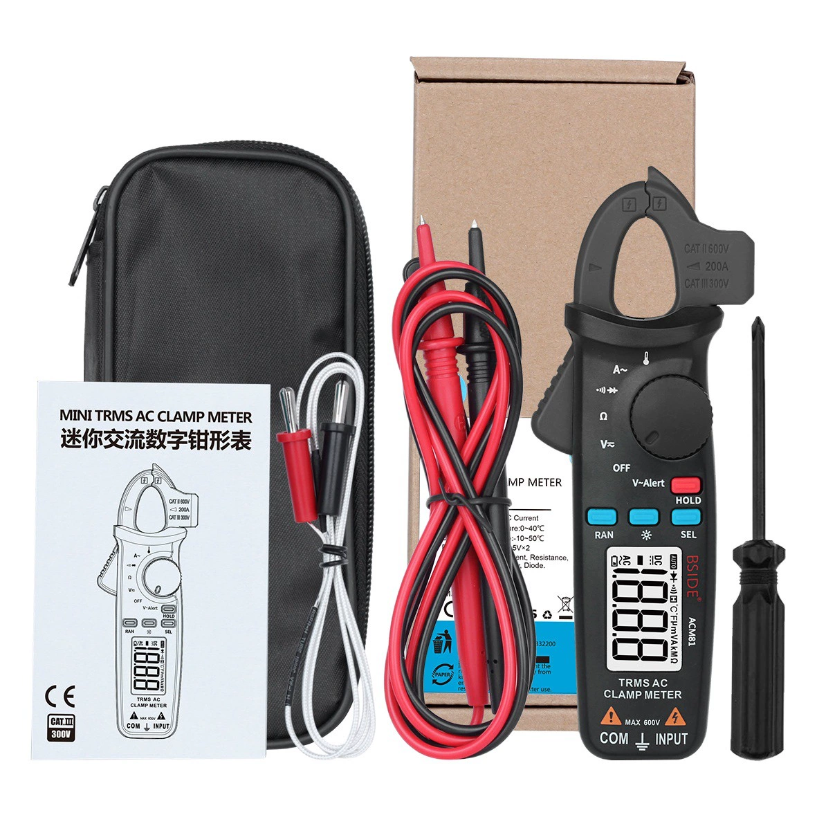 BSIDE ACM91 клещи мультиметр цифровые высокоточные клещи Амперметр электрическое обслуживание бытовой мультиметр