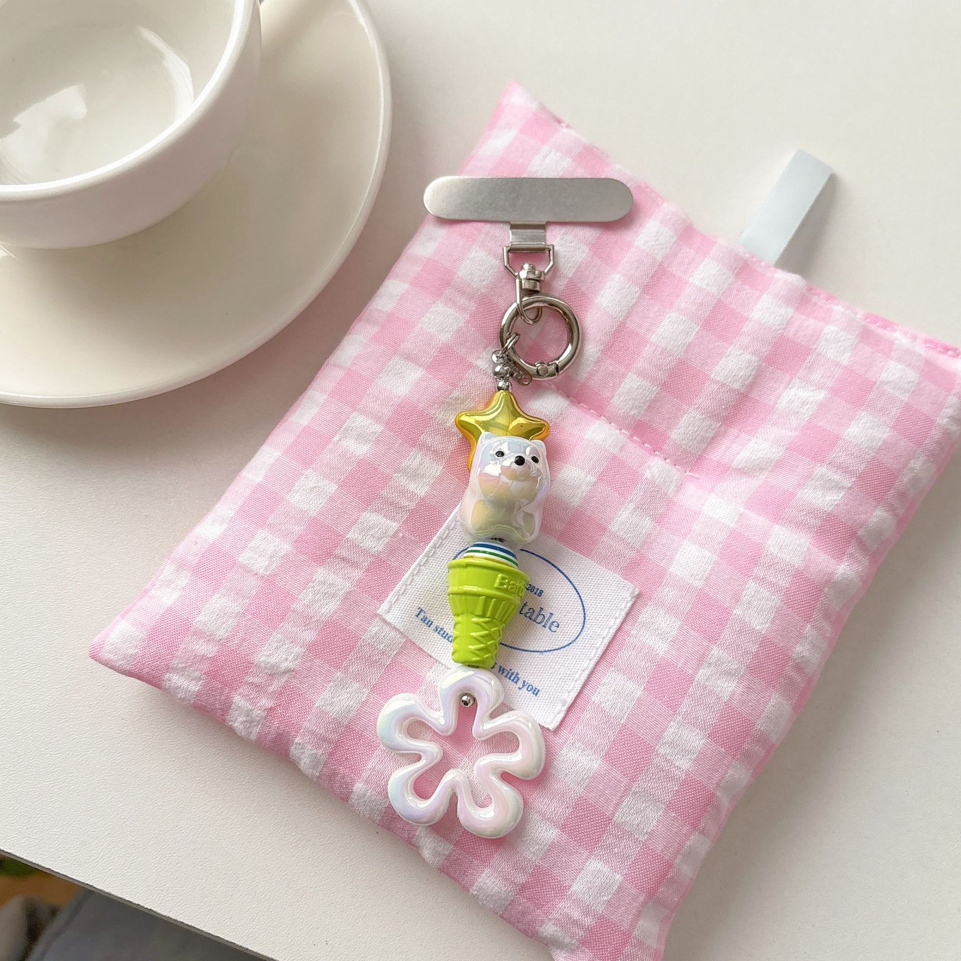 Boutique hecho a mano de alta gama teléfono móvil cadena colgante femenino estilo ins caramelo estrella cachorro cadena colgante moda teléfono móvil cadena corta