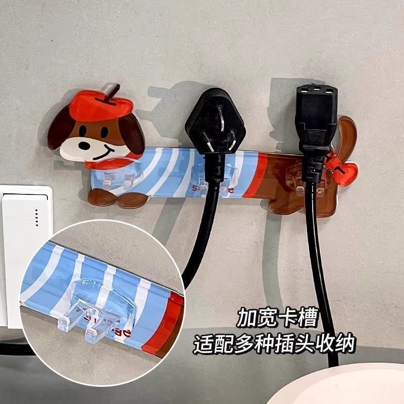 卡通卫生间挂钩牙刷置物架免打孔卡槽插头挂钩创意插座多功能收纳|undefined