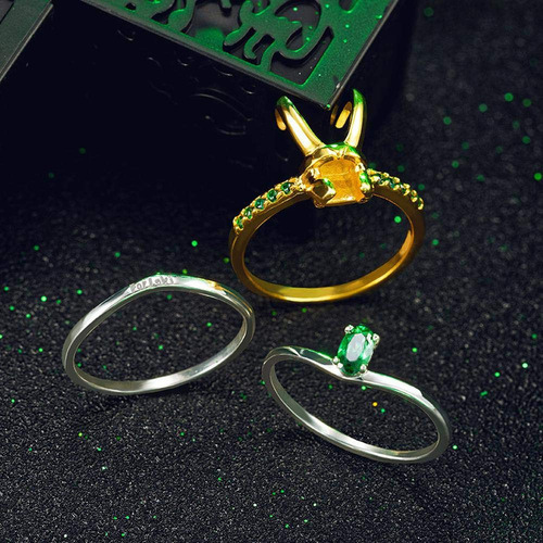Long Rui Loki Helmet Ring—3-in-1 European and American Style Creative New Jewelry Ring and Earrings—Loki, God of Thunder