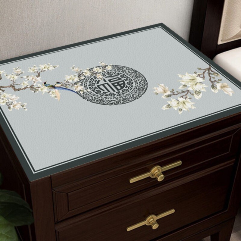New Chinese Style Bedside Table Tablecloth Waterproof and Anti-Scalding No-Wash Leather Table Mat Bedroom Bedside Table Top Dustproof Cover Cloth New Chinese Style Bedside Table Tablecloth Waterproof and Anti-Scalding No-Wash Leather Table Mat Bedroom Bedside Table Top Dustproof Cover Cloth