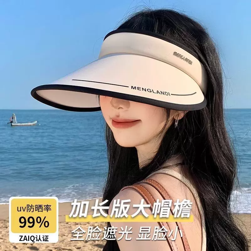 遮阳帽子女夏季户外加大防紫外线显瘦冰丝高颅顶骑车防晒空顶帽潮