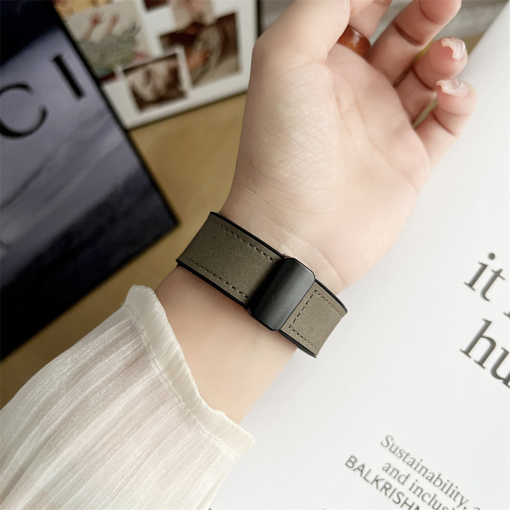 Velegnet til Samsung Huawei smart watch 20mm 22mm silikone læder magnetisk foldespænde rem mode armbånd_voghion.com