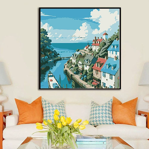 Direct from factory DIY digital oil painting children's hand-painted cartoon coloring stress relief 20*20 landscape floral oil painting