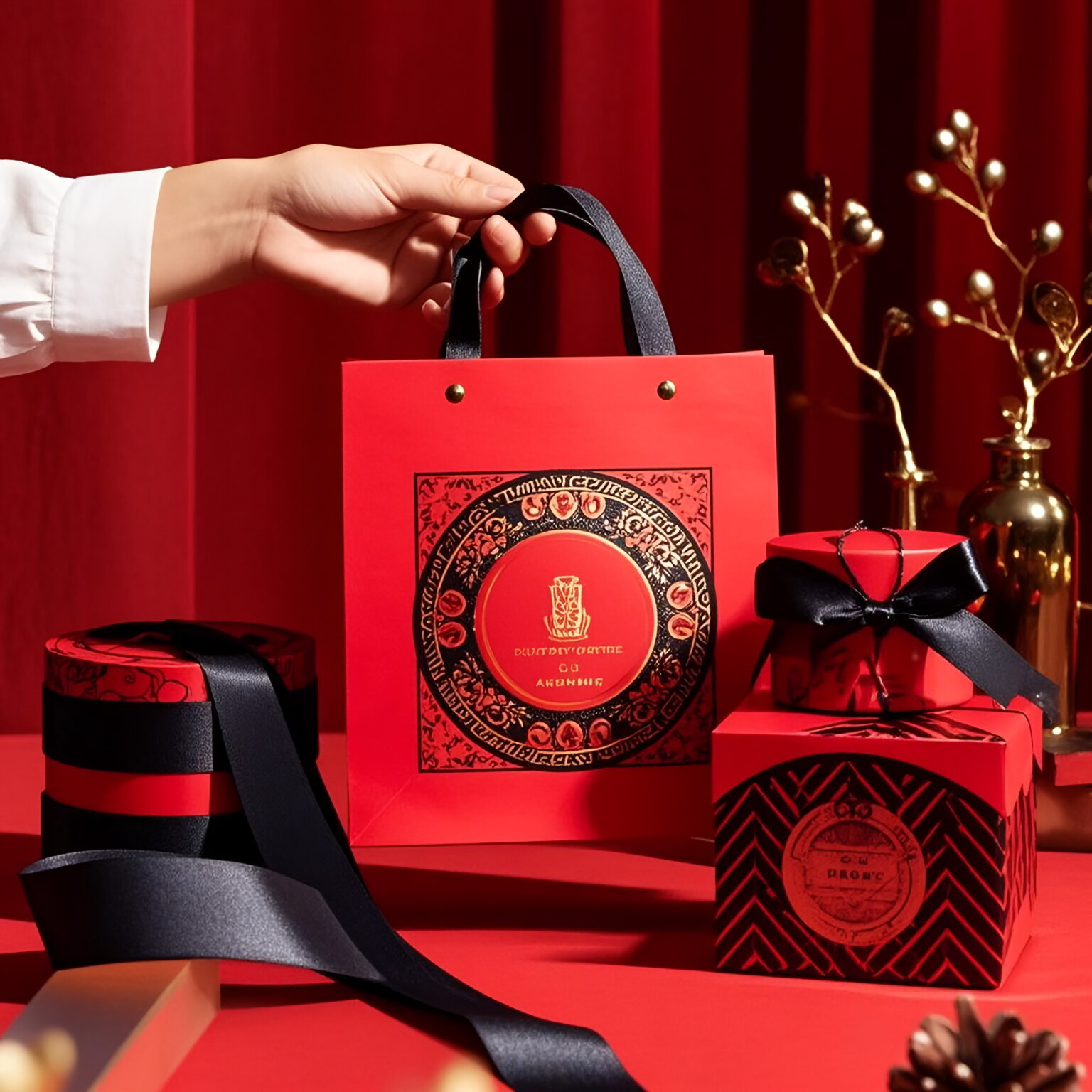 纸袋啶制手提袋礼品袋服装店礼品袋子轻奢高档彩印拉链子印套装